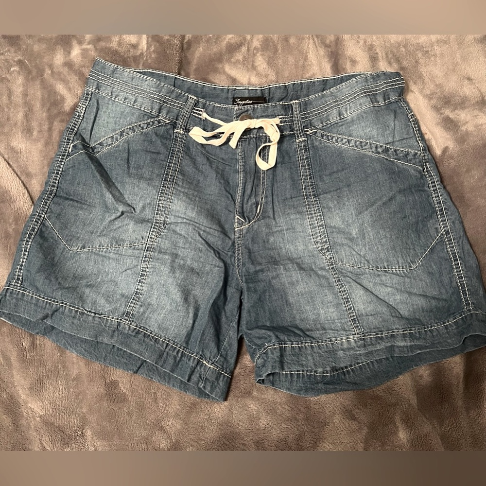 Supplies blue wash short with tie